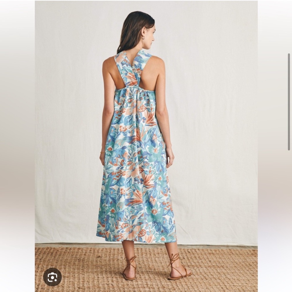 Faherty Blue and Coral Floral Halter Dress NWOT with POCKETS!!! - Picture 3 of 15